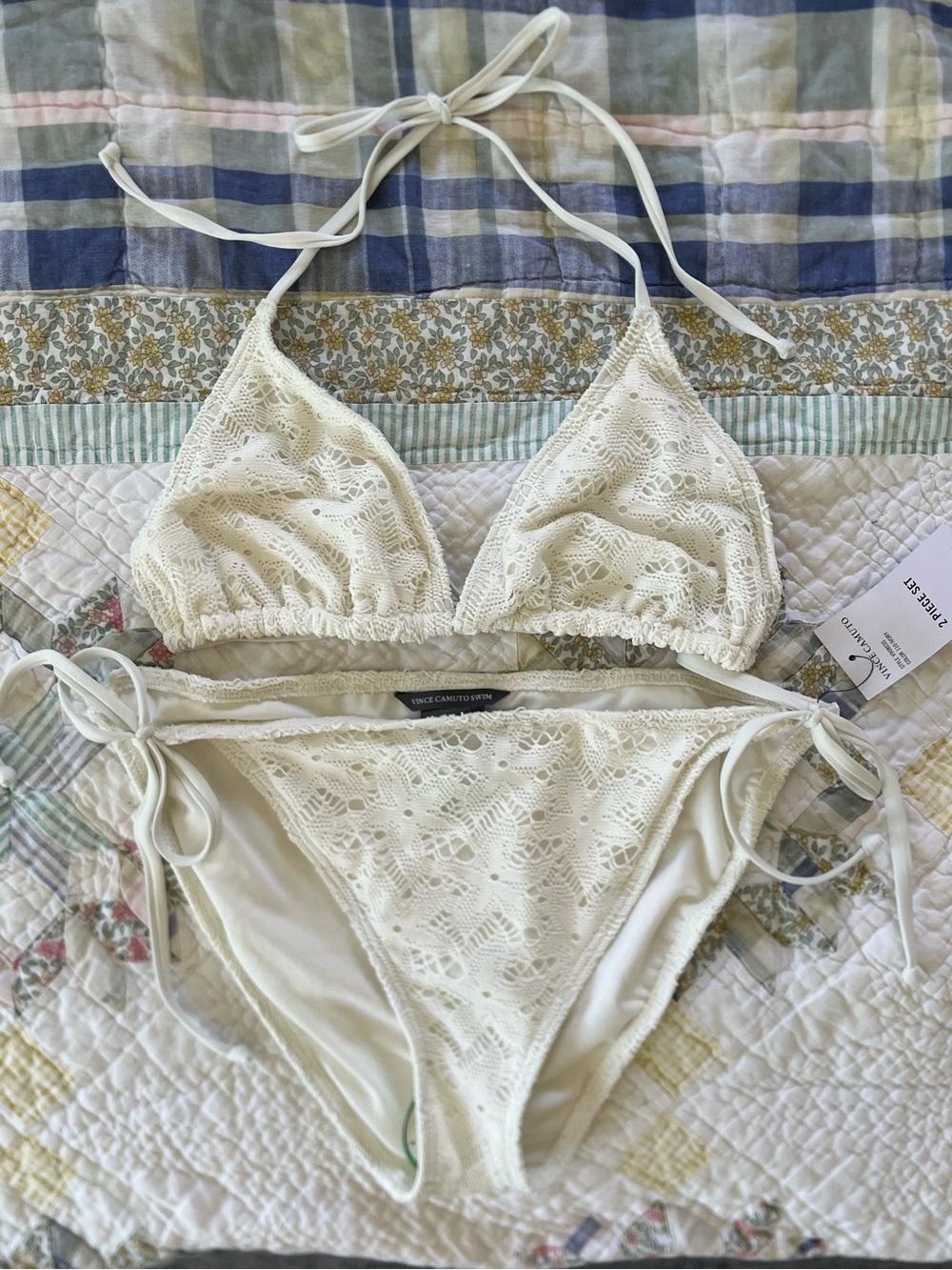 Ivory Lace Triangle Bikini Set